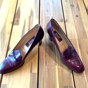 Bally Made In Italy Womens Red Brown Leather‎ Heels with Black Buckle Size 10